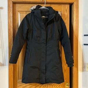 The North Face, Black coat with hood.